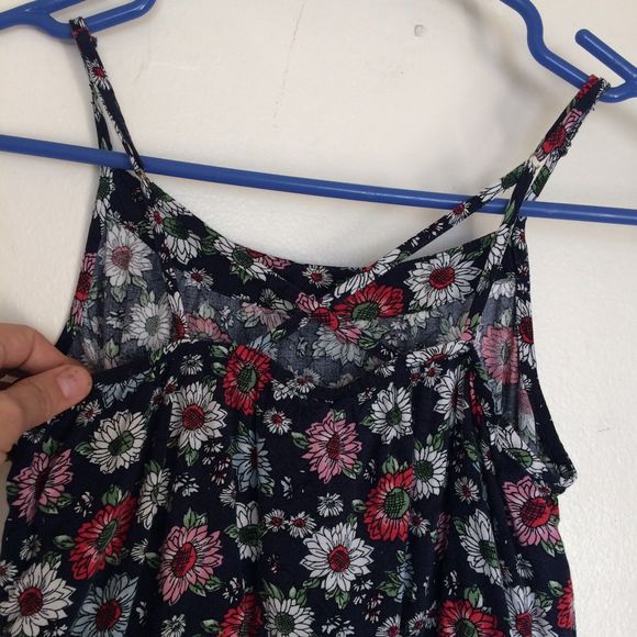 Forever 21 Girls Size 11 Size 12 Spaghetti Cross Straps Blouse Tank Top Floral - Picture 8 of 12